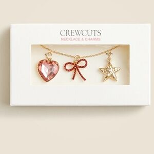 NWT Crewcuts Gold Necklace with Pink Heart, Red Bow, and Gold Star Charms